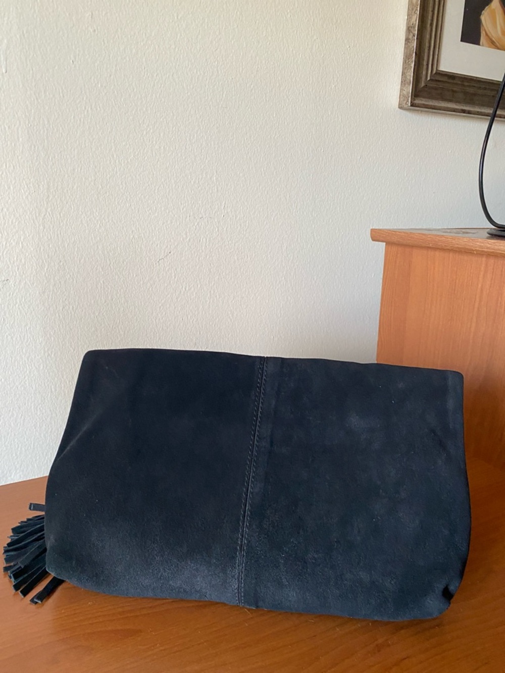 Leith Suede Fold Over Tassel Clutch - Picture 2 of 10